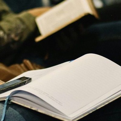 woman reading book